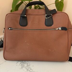 Coach Tan and Black Briefcase